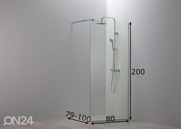 Dušisein Conforto 80 cm, kirgas mõõdud