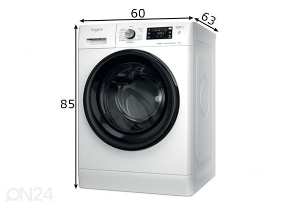 Eestlaetav pesumasin Whirlpool FFB9469BVEE mõõdud