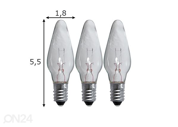 Elektripirnid E10 3 W (3tk) mõõdud
