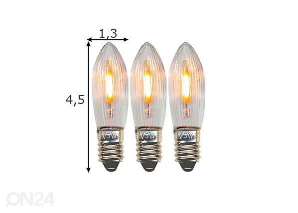 Elektripirnid E10 3 W (3tk) mõõdud