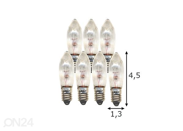 Elektripirnid E10 3 W (7tk) mõõdud