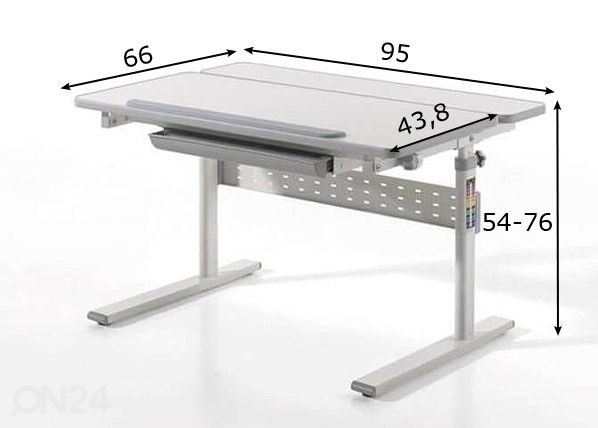 Ergonoomiline kirjutuslaud Comfortline mõõdud