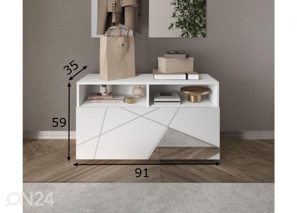 Esikukapp Vittoria 91 cm, valge läige/peeglid mõõdud