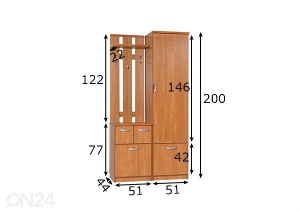 Esikukomplekt 103 cm mõõdud