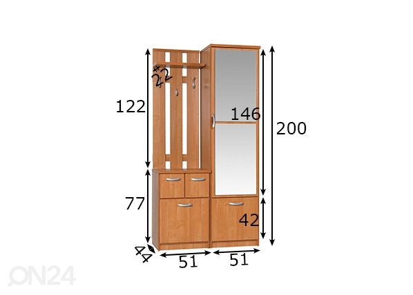 Esikukomplekt 103 cm mõõdud