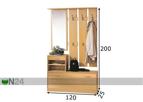 Esikukomplekt mõõdud