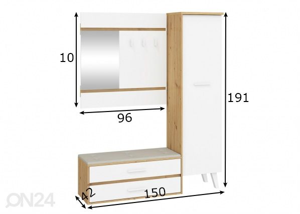 Esikumööbel Clon 150 cm mõõdud