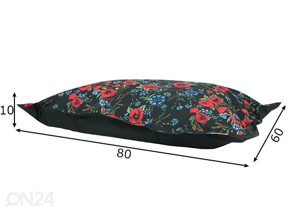 Etno põrandapadi Muhu tikandimotiividega 60x80 cm mõõdud