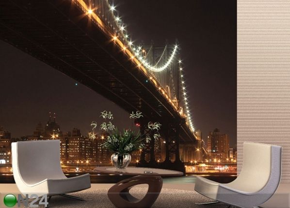 Fliis-fototapeet Bridge at night 360x270 cm