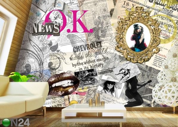 Fliis-fototapeet Collage of newspaper 360x270 cm