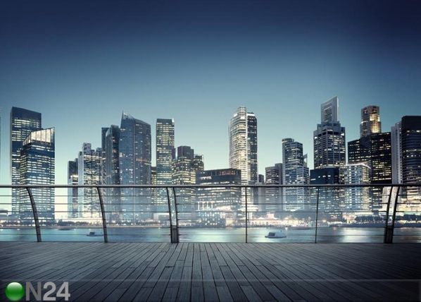 Fliis-fototapeet Skyscrapers night skyline 360x270 cm