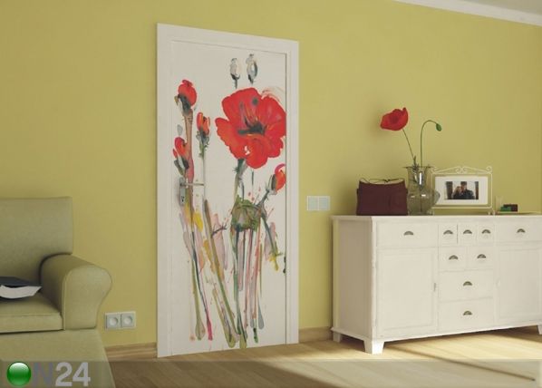 Fliis-fototapeet Watercolor poppies 90x202 cm