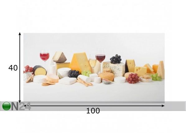 Fotoklaas, köögi tagasein Cheese Variations 40x100 cm mõõdud