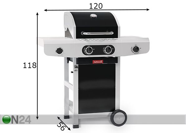 Gaasigrill Barbecook Siesta 210 Black mõõdud