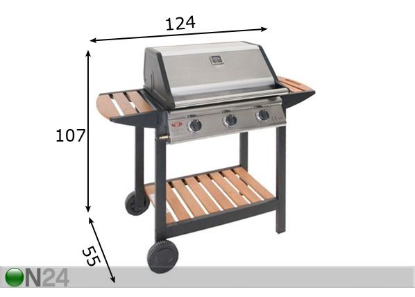 Gaasigrill FirePlus 3TWH mõõdud