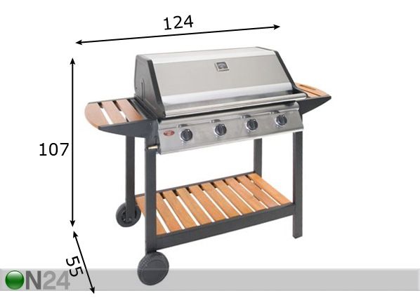 Gaasigrill FirePlus 4 TWH mõõdud