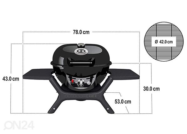 Gaasigrill P-420G Minichef mõõdud