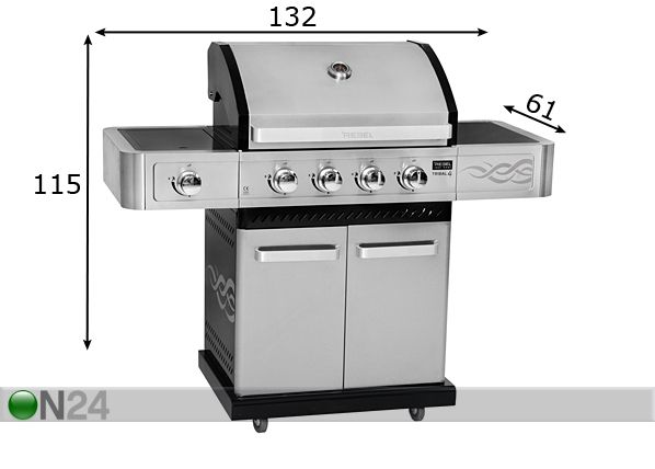 Gaasigrill Rebel Tribal 4 mõõdud