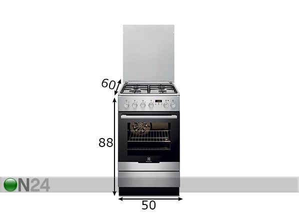Gaasipliit elektriahjuga Electrolux EKK54551OX mõõdud