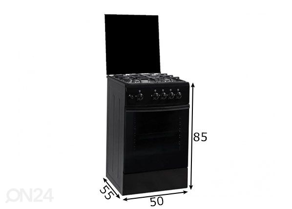 Gaasipliit Schlosser F504G1G/02B, must mõõdud