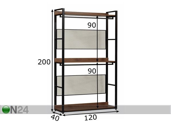 Garderoobisüsteem (3 riiulit+2 toru) 120x200 cm mõõdud