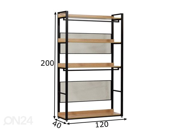 Garderoobisüsteem (4 riiulit+2 toru) 120x200 cm mõõdud