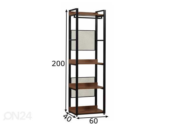 Garderoobisüsteem (4 riiulit+2 toru) 60x200 cm mõõdud