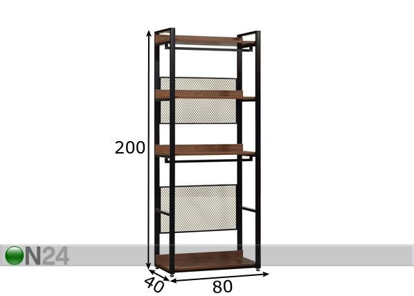 Garderoobisüsteem (4 riiulit+2 toru) 80x200 cm mõõdud