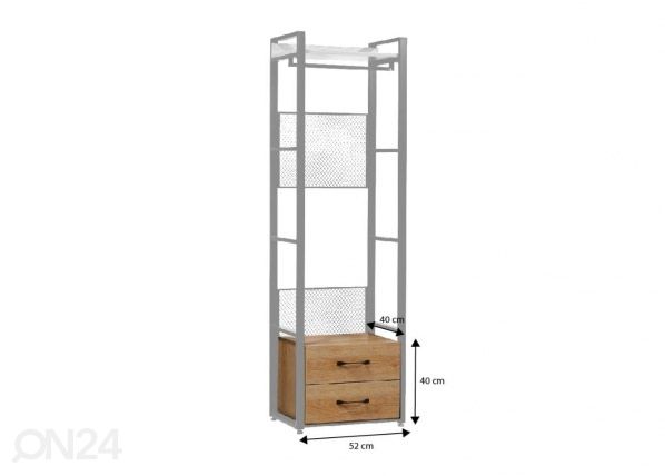 Garderoobisüsteemi 2-ne sahtliboks (60 cm, hele) mõõdud