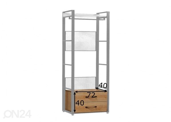 Garderoobisüsteemi 2-ne sahtliboks (80 cm, hele) mõõdud