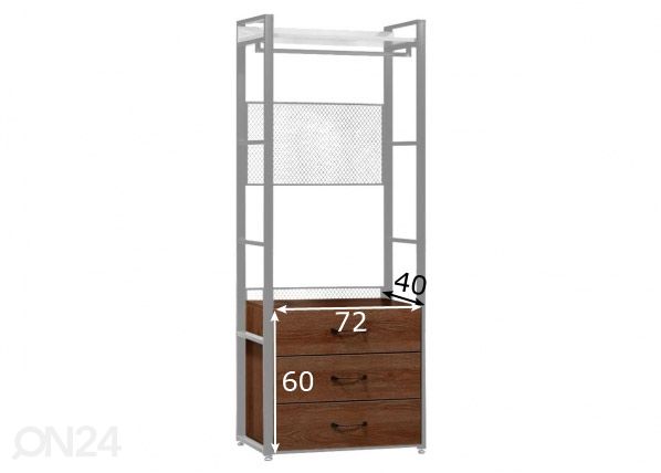 Garderoobisüsteemi 3-ne sahtliboks (80 cm, tume) mõõdud