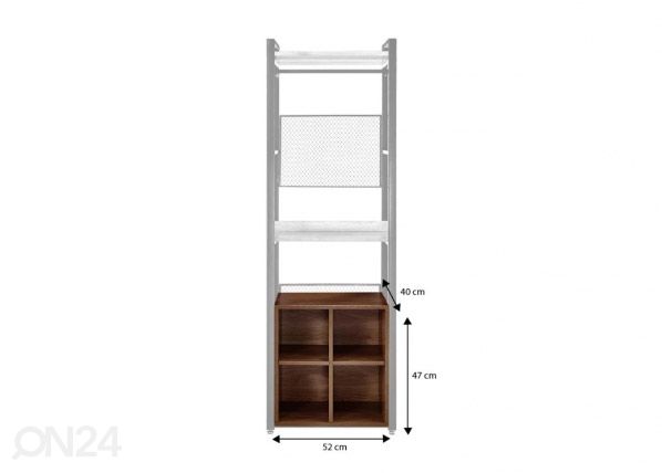 Garderoobisüsteemi 4-ne jalatsiriiul (60 cm, tume) mõõdud