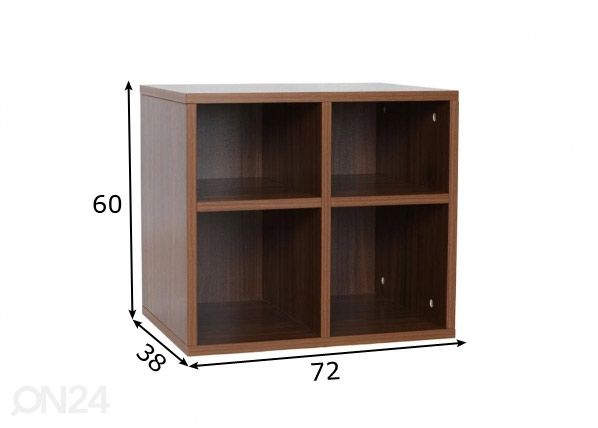 Garderoobisüsteemi 4-ne jalatsiriiul (80 cm, tume) mõõdud