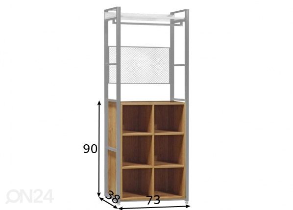 Garderoobisüsteemi 6-ne jalatsiriiul (80 cm, hele) mõõdud