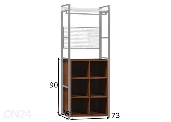 Garderoobisüsteemi 6-ne jalatsiriiul (80 cm, tume) mõõdud