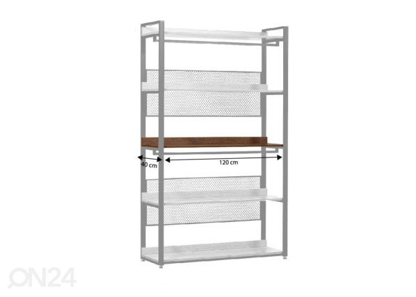 Garderoobisüsteemi riiul (120 cm, tume) mõõdud