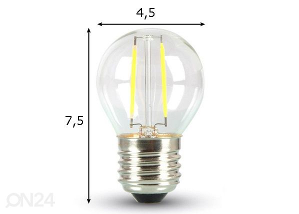 Hõõgniidiga LED pirn E27 4 W 3 tk mõõdud