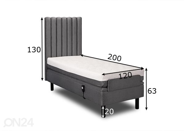 Hypnos mootorvoodi York peatsiga 120x200x63 cm mõõdud
