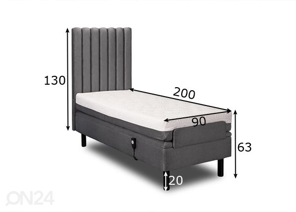 Hypnos mootorvoodi York peatsiga 90x200x63 cm mõõdud