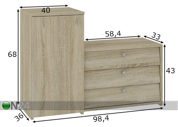 Jalanõudekapp mõõdud