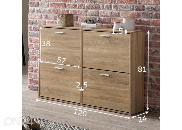Jalanõudekapp Regal, sonoma tamm mõõdud