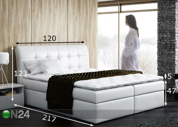 Kahe pesukastiga kontinentaalvoodi 120x200 cm mõõdud