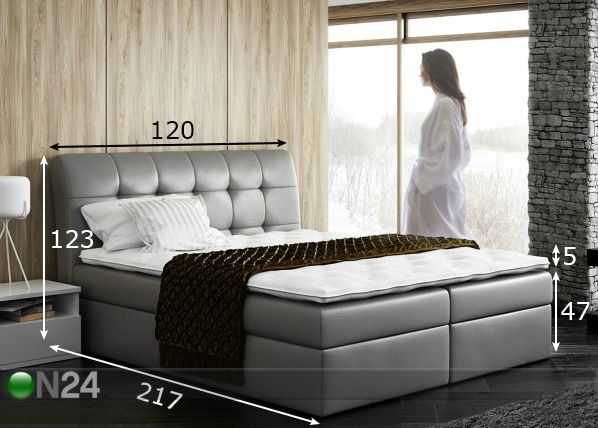Kahe pesukastiga kontinentaalvoodi 120x200 cm mõõdud