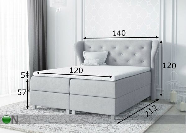 Kahe pesukastiga kontinentaalvoodi 120x200 cm mõõdud