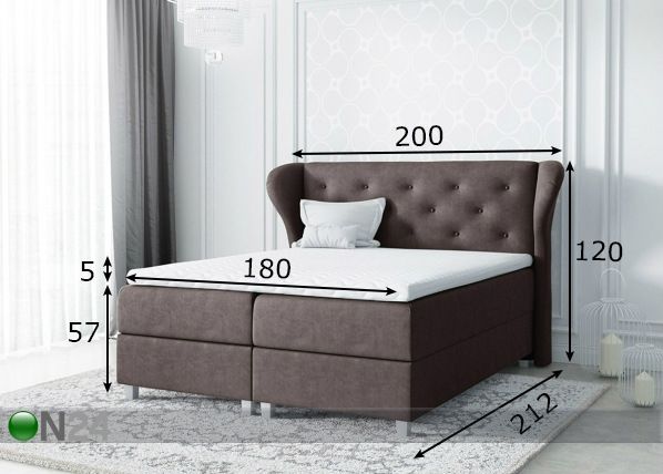Kahe pesukastiga kontinentaalvoodi 180x200 cm mõõdud