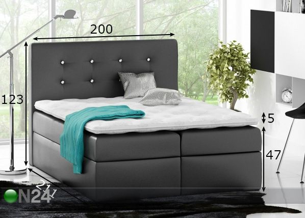 Kahe pesukastiga kontinentaalvoodi 200x200 cm mõõdud