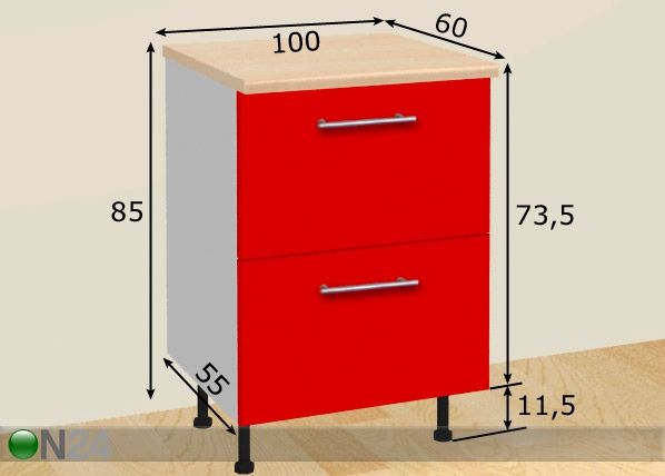 Kahe sahtliga köögikapp 100 cm mõõdud