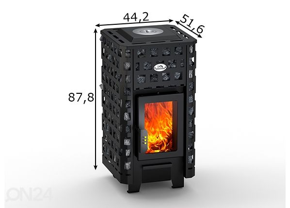 Kamin/pliit Vertical raamiga 10 kW mõõdud