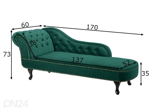 Kanapee Chesterfield mõõdud