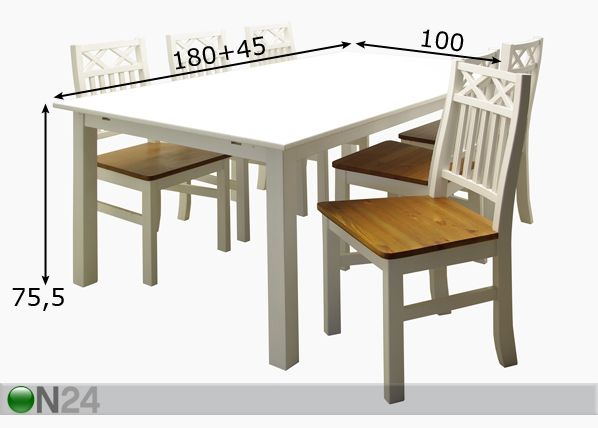 Kasepuidust pikendatav söögilaud 100x180+45 cm mõõdud